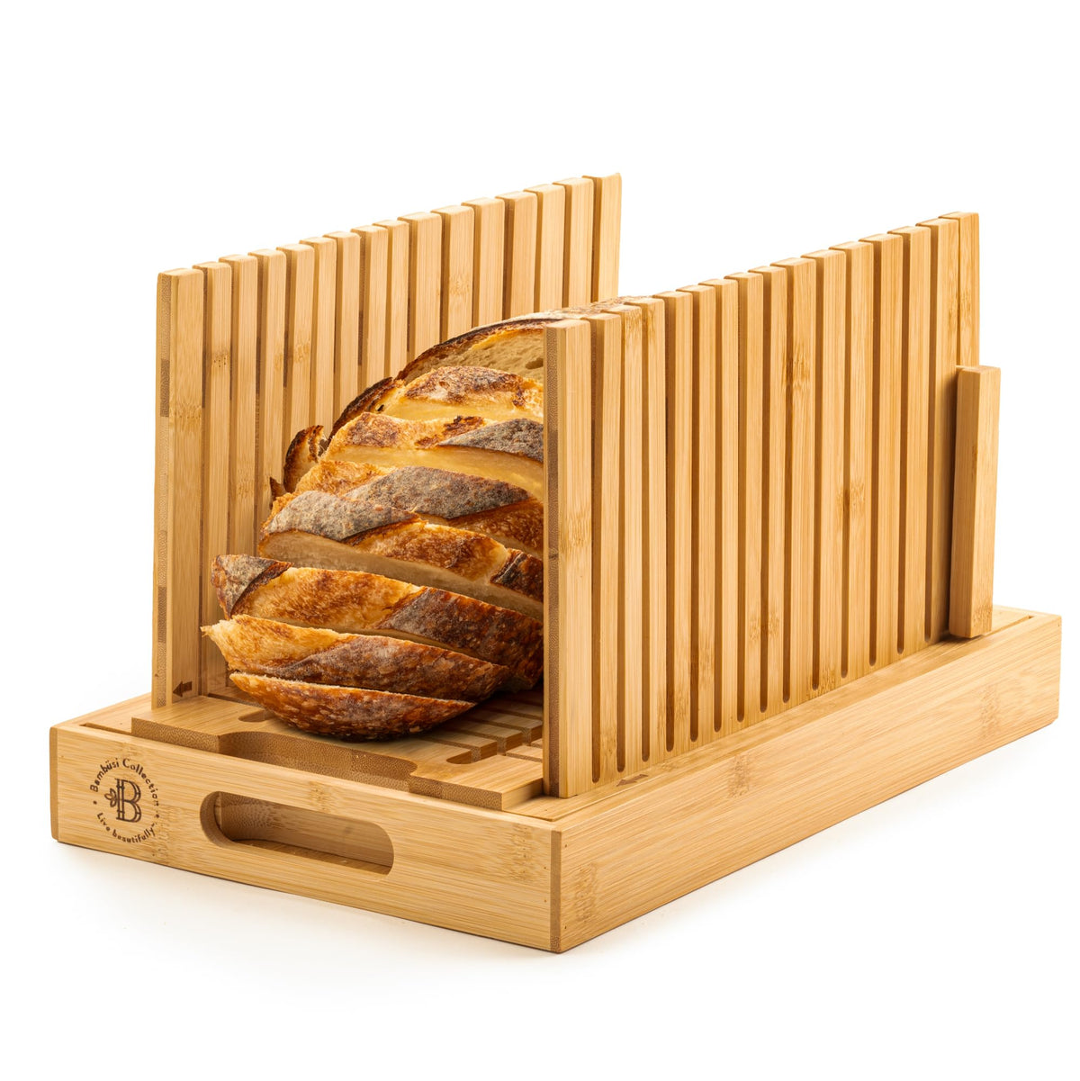 Bambüsi Bread Slicer for Homemade Bread with Knife Sourdough Cutter, Bamboo