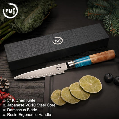 5 Inch Kitchen Utility Knife, Damascus Paring Knife Japanese VG10 Steel