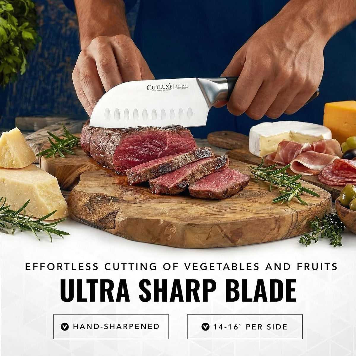 Cutluxe Santoku Knife 5" – Meat & Vegetable Chopping Knife, German Steel