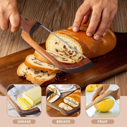 HOTTOR Sourdough Bread Knife, 16" Acacia Wood Slicer for Homemade Bread