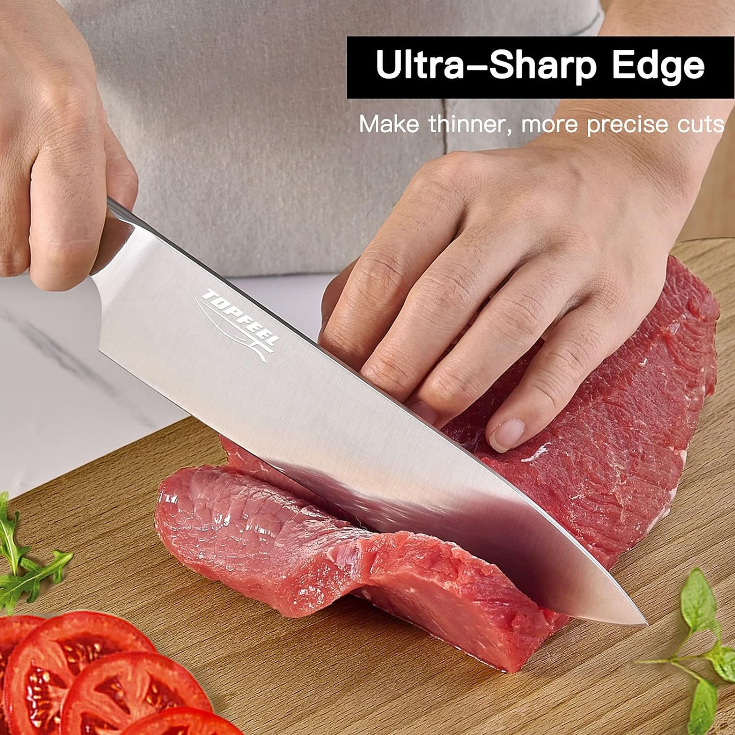 Topfeel 3PCS Chef Knife Set, German High Carbon Steel