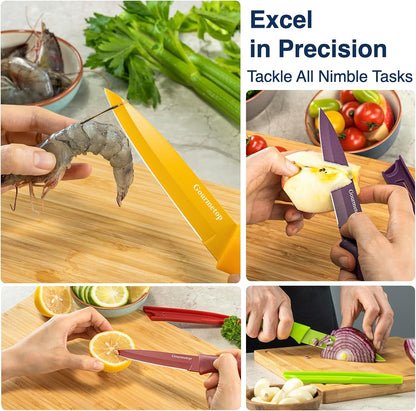 Gourmetop Paring Knife Set of 4, 3.8” Fruit Knife with Cover, German Steel