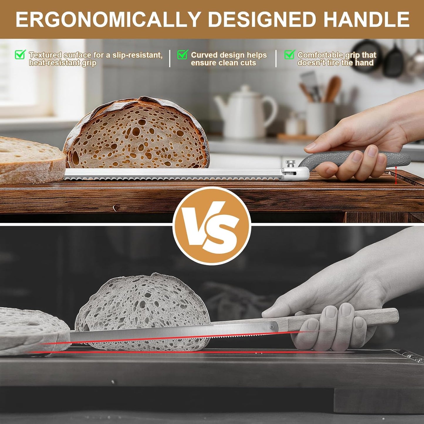 Adjustable Bread Knife for Homemade Bread: 11" Bow Knife Dishwasher-Safe