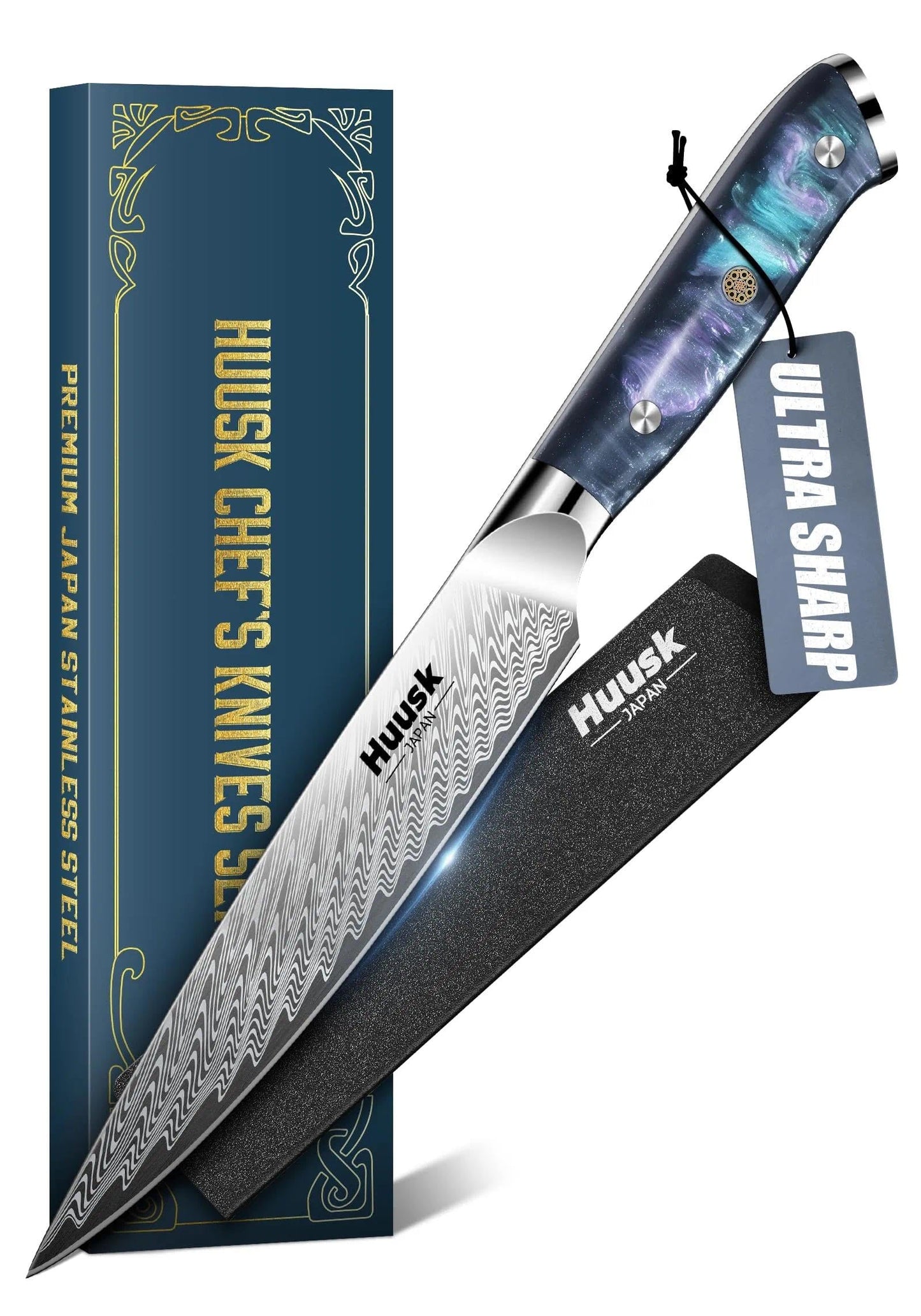 Huusk Japanese Santoku Knife 7" - Professional Chef Knife for Kitchen