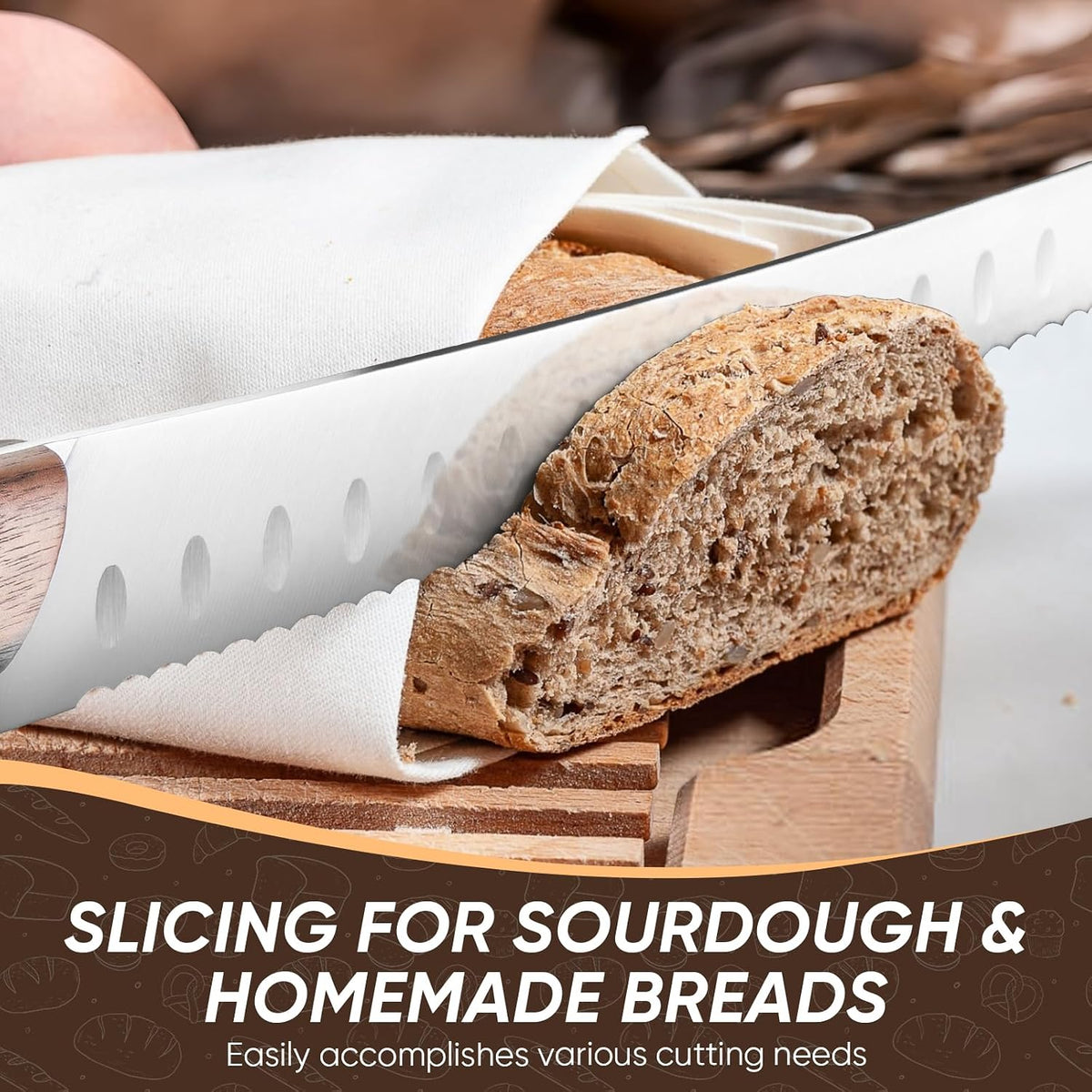 Purple Dragon Bread Knife for Homemade Bread, Serrated Knife