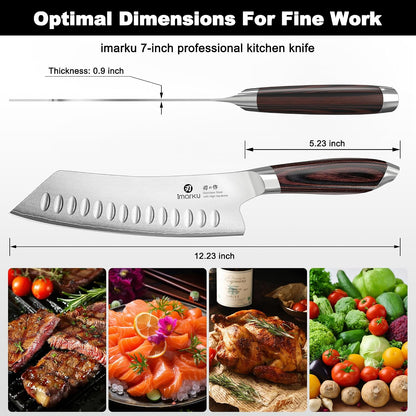 imarku Japanese Santoku Knife 7 Inch, 10Cr15CoMoV 3-Layer Stainless Steel