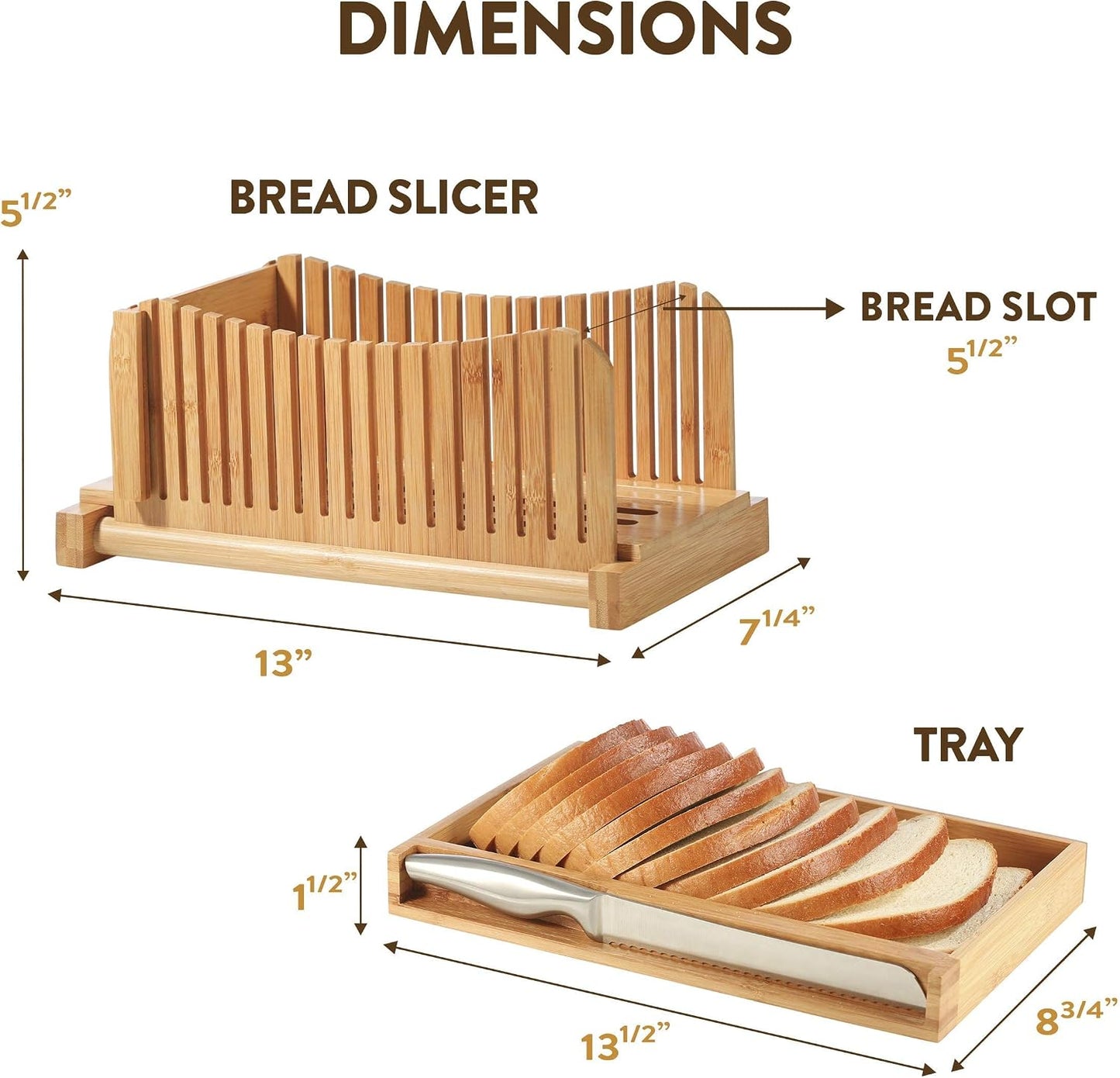 Bambüsi Bread Slicer for Homemade Bread with Knife Sourdough Cutter, Bamboo