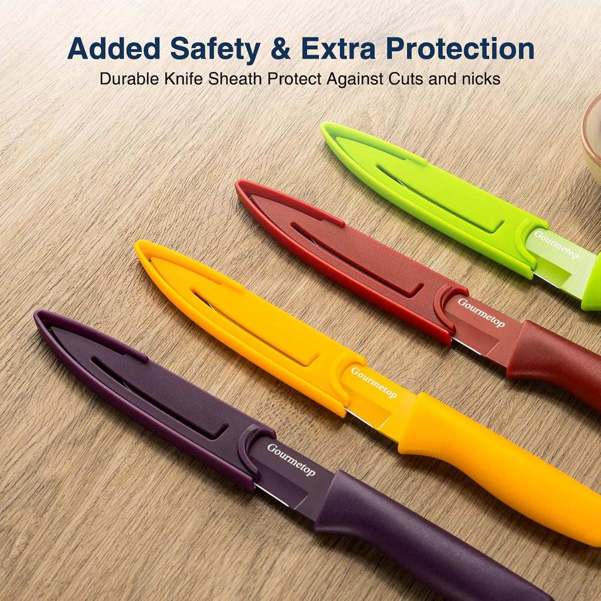 Gourmetop Paring Knife Set of 4, 3.8” Fruit Knife with Cover, German Steel