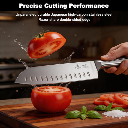 imarku Santoku Knife 7 Inch, Japanese Sharp High Carbon Stainless Steel