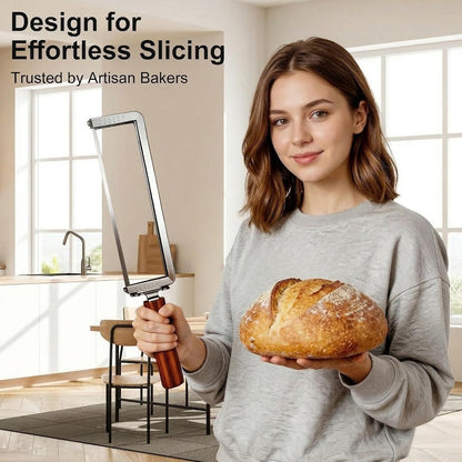 Upgrade Bread Knife for Homemade Bread, Sourdough Bread Slicer with 6 Thickness Guide & Razor Sharp Stainless Blade, Manual Bow Cutter for Bagels and Baguettes