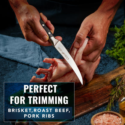 Cutluxe Curved Boning Knife, 6" for Meat Cutting & Trimming – Fillet Knife