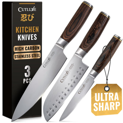 Cutluxe Santoku Knife 5" – Meat & Vegetable Chopping Knife, German Steel