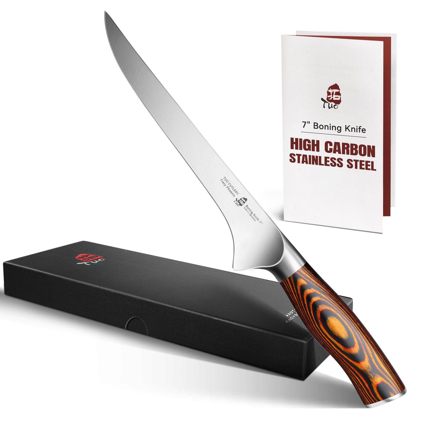 TUO Santoku Knife, 7 inch Japanese Chef Knife for Vegetable Chopping & Meat Dicing, High Carbon German Steel, Ergonomic Handle - Fiery Phoenix Series