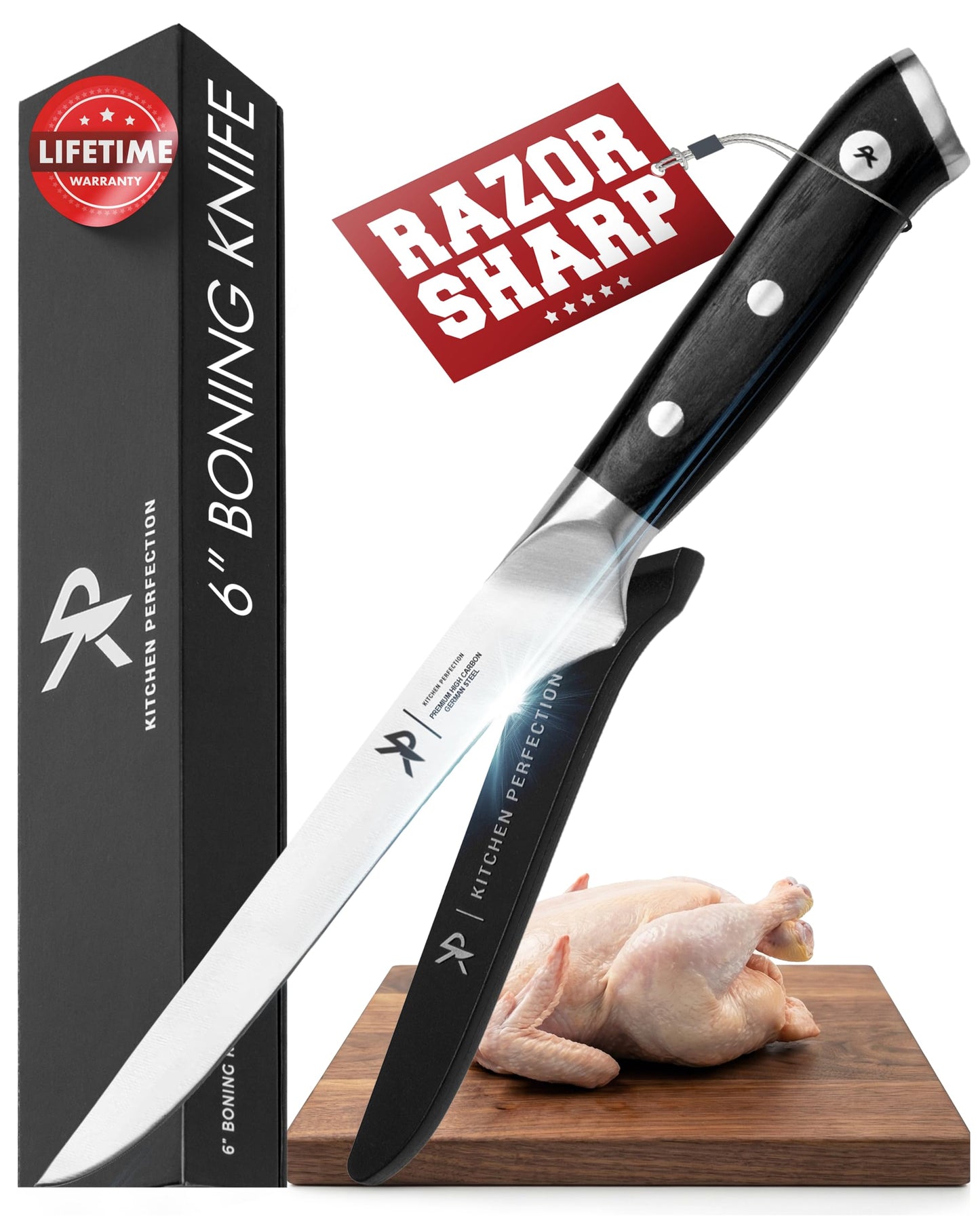 Kitchen perfection 6” Boning Knife for Meat Cutting, Fillet & Deboning