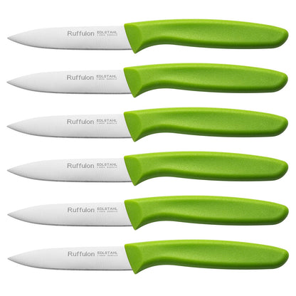 Paring & Fruit Knives Set of 6, Stainless Steel Sharp Blades, Multicolor.