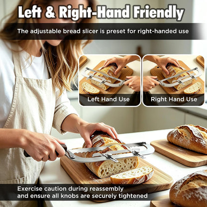 Upgraded Bread Knife for Homemade Bread, 6 Adjustable Thickness Bread Slicer, Ergonomic Bow-Design Serrated Bread Knife, Razor-Sharp Cutter for Crusty Sourdough & Baguette, Gift for Bakers