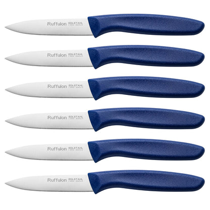 Paring & Fruit Knives Set of 6, Stainless Steel Sharp Blades, Multicolor.