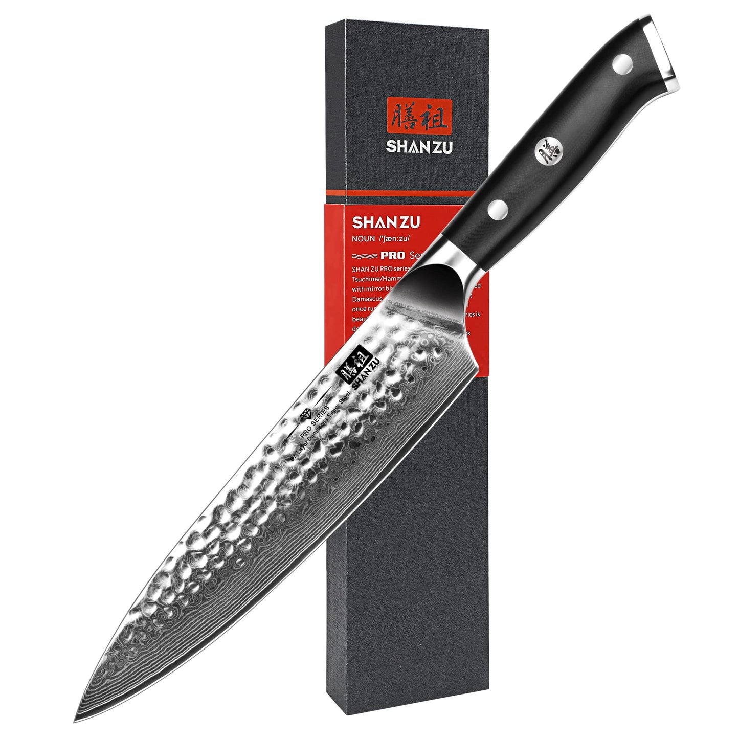 SHAN ZU 7 In Damascus Chef Knife, Japanese Santoku Chef's Knife
