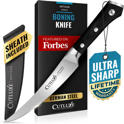 Cutluxe Boning Knife Set, 6" Straight, Curved & Flexible for Fish & Meat