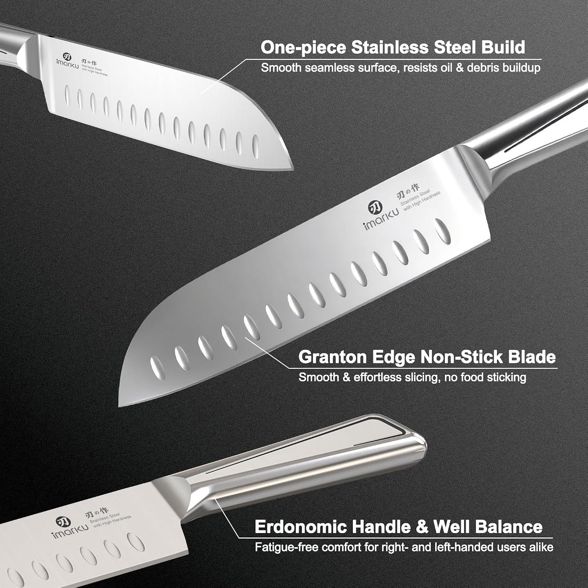 imarku Santoku Knife 7 Inch, Japanese Sharp High Carbon Stainless Steel