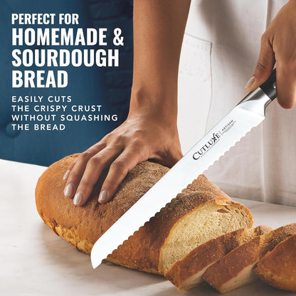 Cutluxe Bread Knife, 10" Serrated Knife for Sourdough & Homemade Bread