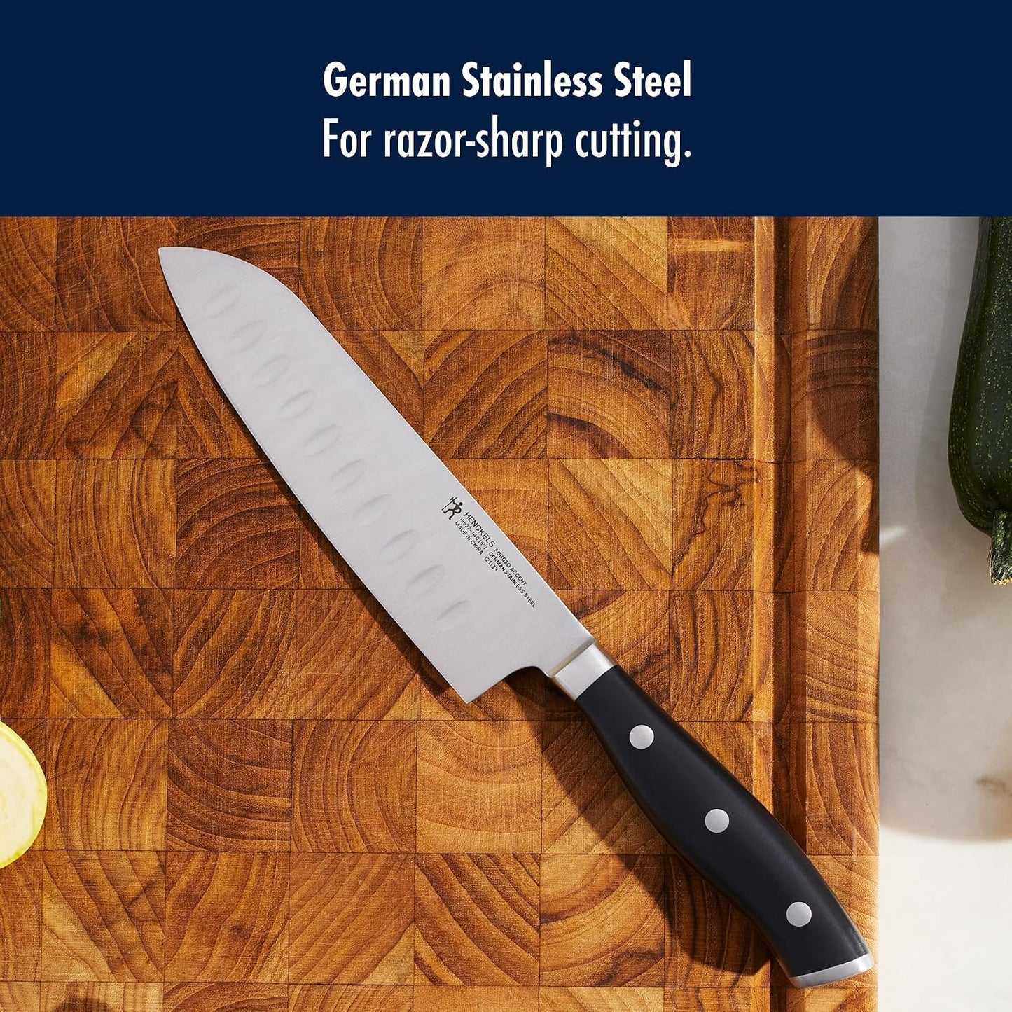 HENCKELS Forged Accent Razor-Sharp 2-pc Knife Set, Santoku Knife 5 Inch, Santoku Knife 7 Inch, German Engineered Informed by 100+ Years of Mastery,Black