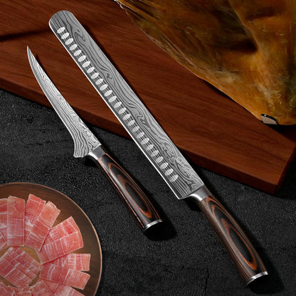 Sunnecko BBQ Carving Knife Set,Slicing and Boning Knife for Meat Cutting