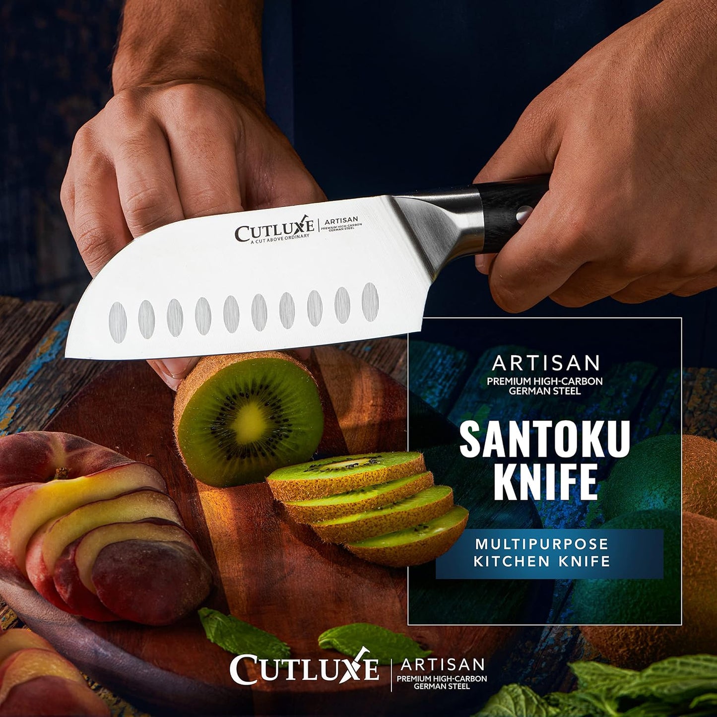 Cutluxe Santoku Knife 5" – Meat & Vegetable Chopping Knife, German Steel