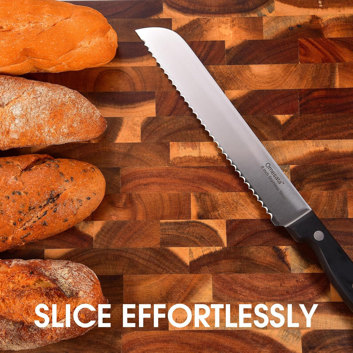 Omesata Bread Knife, Serrated Bread Knives for Homemade Bread Sourdough
