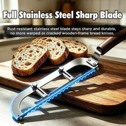 Upgraded Bread Knife for Homemade Bread, 6 Adjustable Thickness Bread Slicer, Ergonomic Bow-Design Serrated Bread Knife, Razor-Sharp Cutter for Crusty Sourdough & Baguette, Gift for Bakers