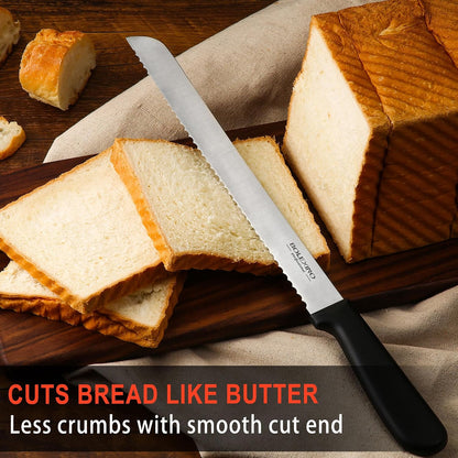 10 Inch Bread Knife Serrated for Homemade Bread Slicing W/Sheath